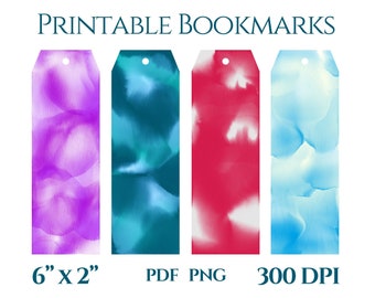 Printable Watercolor Bookmarks, 4 Bookmarks, Printable Bookmarks