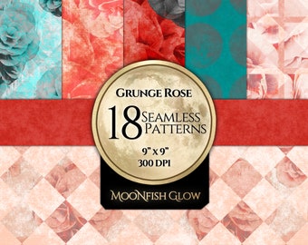 Grunge Rosen - 18 Grunge Muster, nahtlose Muster, Rose Muster
