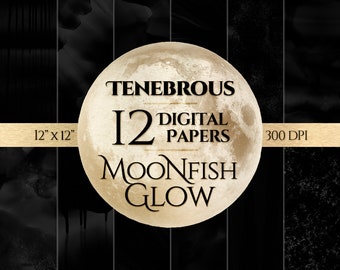 Tenebrous - 12 schwarz Aquarell Digital Papers