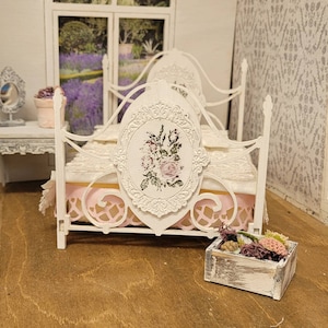 1:12 scale Miniature dollhouse wrought iron style Jubilee double bed  unfinished or finished unassembled