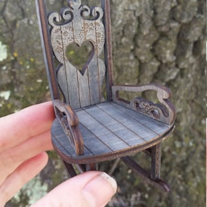 Miniature Sweetheart Rocking chair in Arlington Grey finish 1:12 Scale KIT available