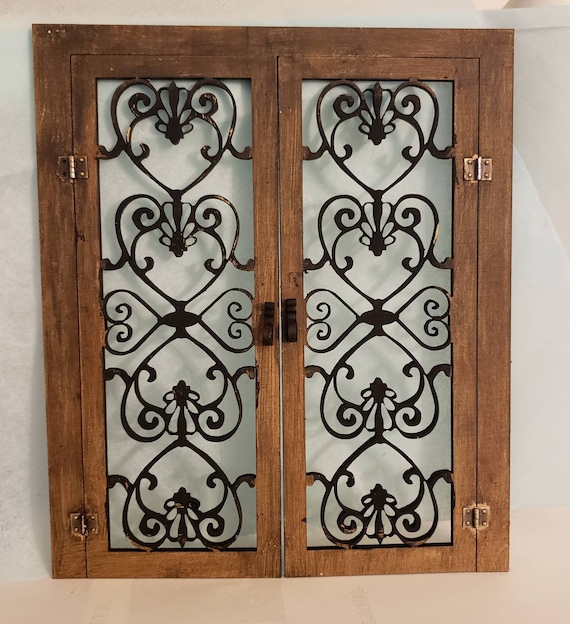 Miniature Dollhouse Wrought Iron Style Double French Doors 1 12 Scale