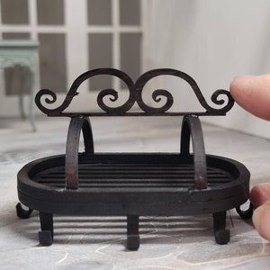 Miniature dollhouse kitchen pot rack in wrought iron style 1:12 scale