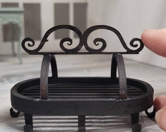 Miniature dollhouse kitchen pot rack in wrought iron style 1:12 scale