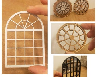 1:12 Scale Miniature dollhouse windows and mirrors available unfinished