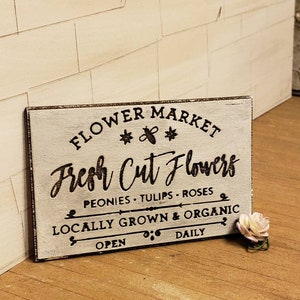 Miniature dollhouse fresh cut flowers sign 1:12 scale available in 2 sized