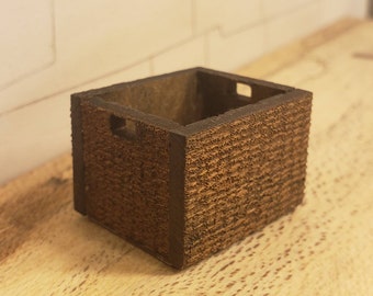 Miniature dollhouse rattan style basket made from wood 1:12 scale 2 styles available