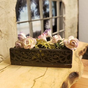 Miniature dollhouse flower box 1:12 scale wrought iron style