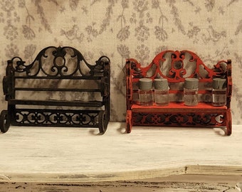 Mini Gewürzregal Mit 4 Flaschen – Puppenhaus-Dekoration Im Maßstab 1:12, 5,5x3,7x2 Cm