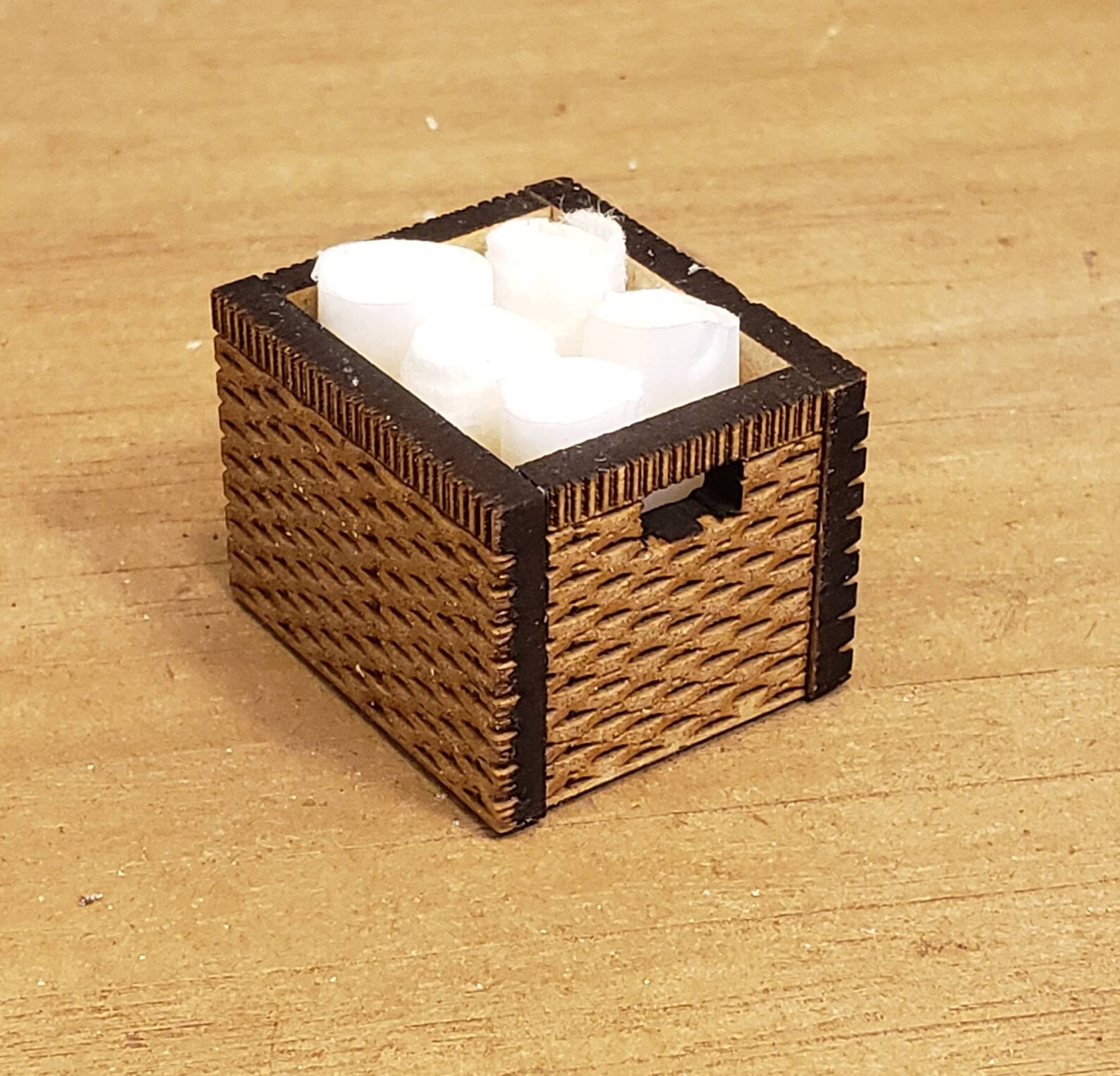 Miniature dollhouse rattan style basket made from wood 112 Etsy