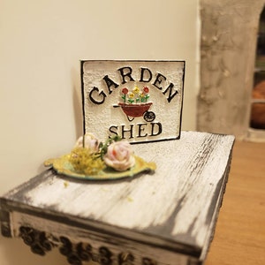 Miniature dollhouse farmhouse style Garden Shed sign 1:12 scale
