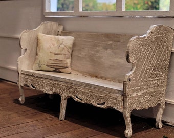 Swedish Dollhouse Bench | 1:12 Scale Wooden Miniature Bench | Gustavian Farmhouse Furniture | Available Unfinished