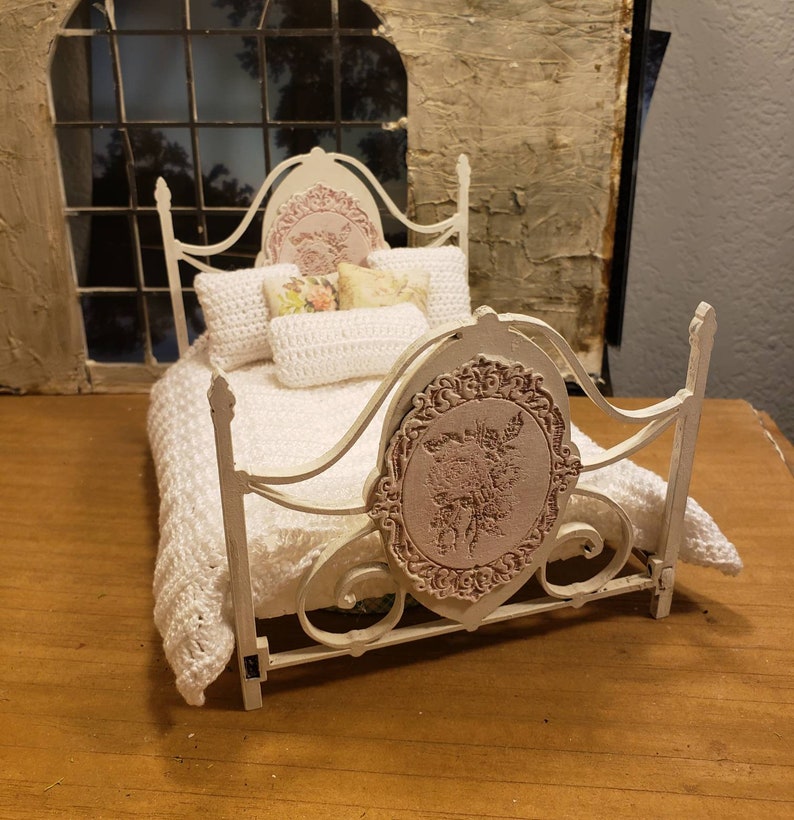 Miniature dollhouse wrought iron style double bed 112 scale Etsy