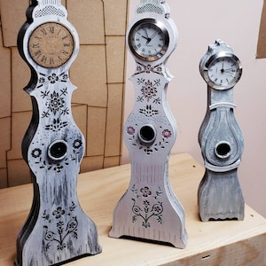 Miniature dollhouse Gustavian Mora clock with real clock face . 1:12 scale.