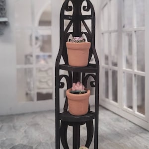 1:12 scale planter stand in wrought iron style black or white