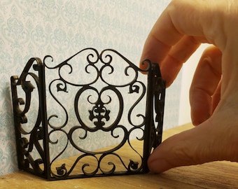 1:12 scale Miniature dollhouse elegant wrought iron style fireplace screen  available unfinished