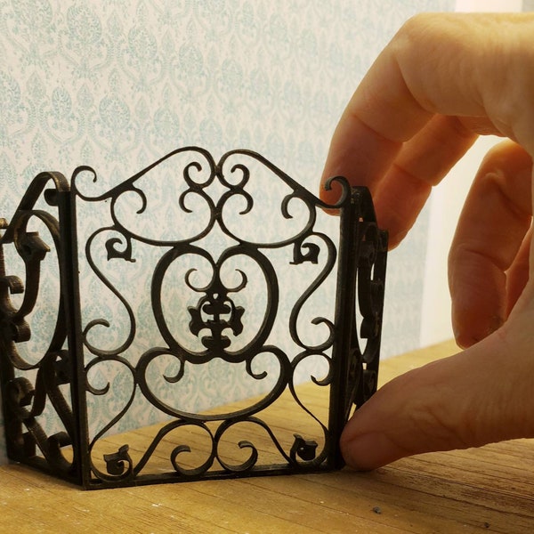 1:12 scale Miniature dollhouse elegant wrought iron style fireplace screen  available unfinished