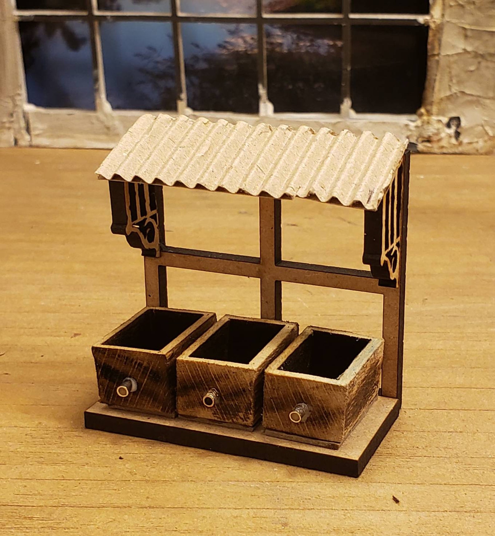 Miniature dollhouse flower box planter 112 rustic grey or Etsy