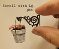 Miniature dollhouse hanging pot holder in wrought iron style 1:12 scale
