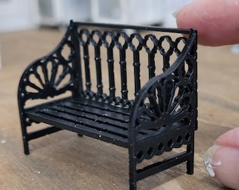 Half Scale Miniature Dollhouse Wrought Iron Style Bench 1:24 Scale