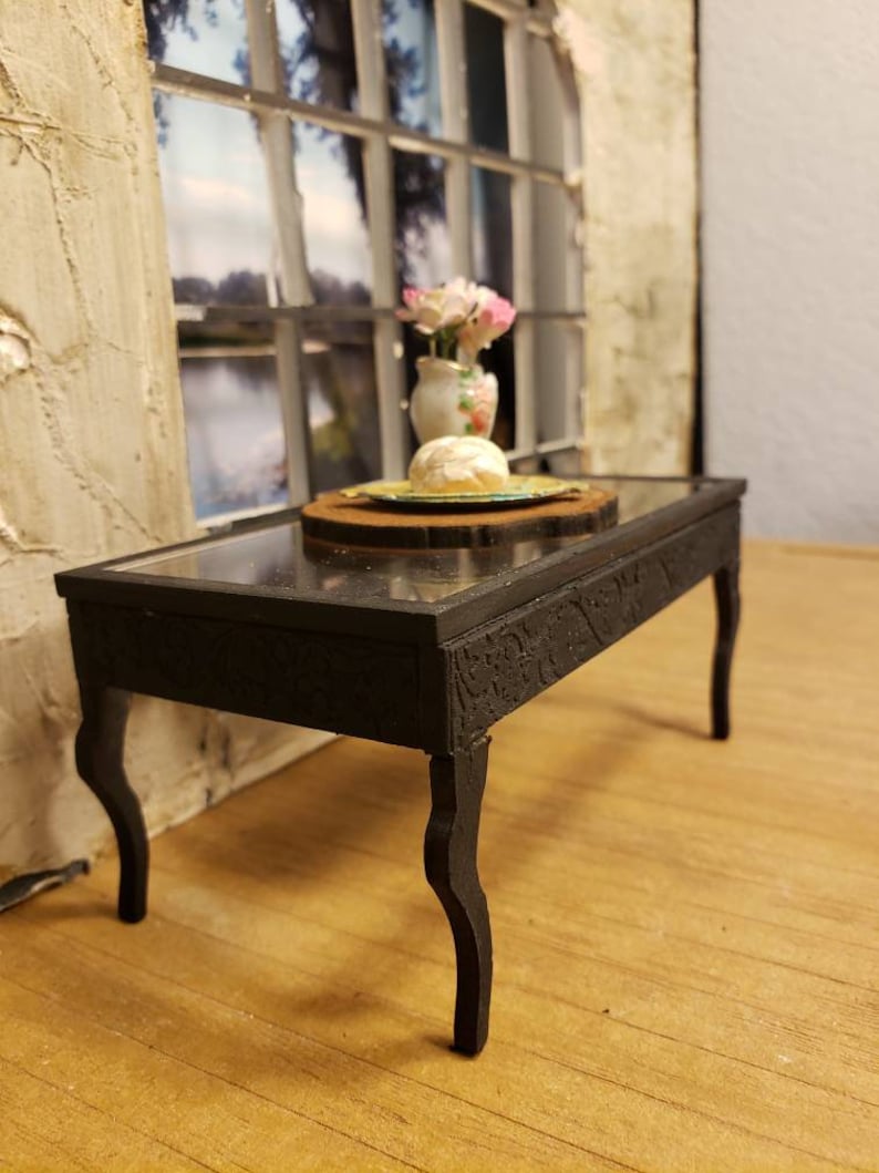 Miniature Dollhouse Coffee Table With Floral Accents and Etsy