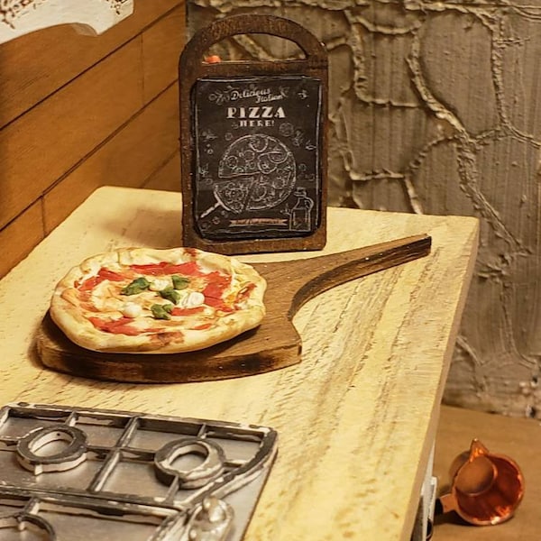 SALE! Miniature dollhouse pizza and pizza peel 1:12 scale pizza peel is half off until Feb 28th!