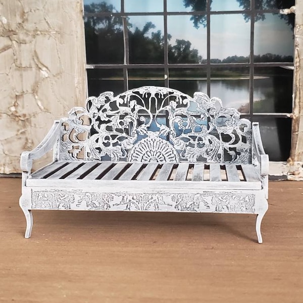 Elegant miniature dollhouse petite daybed 1:12 or 1/6 scale available in different finishes