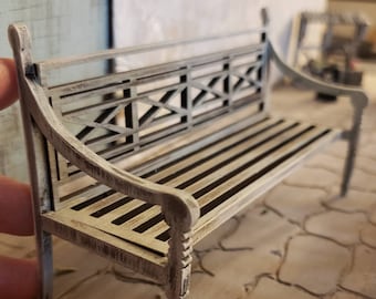 Miniature dollhouse 1:12 scale bench available unfinished