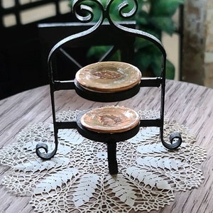 Miniature dollhouse tea and plate rack 1:12 scale