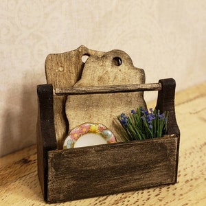 Miniature dollhouse rustic kitchen or garden caddy 1:12 scale