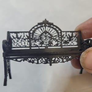 Half scale Miniature dollhouse wrought iron style bench 1:24 scale white or black finish