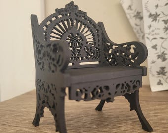 Miniature dollhouse wrought iron style chair 1:12 scale white or black finish