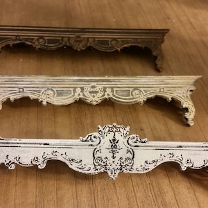 Miniature Dollhouse Vintage style wall shelves finished in 1:12 Scale Choose from 2 styles and several finishes. Available unfinished