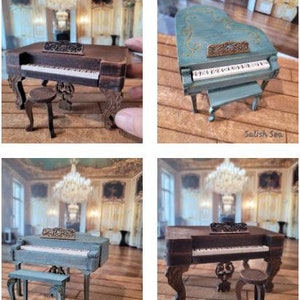 Miniature dollhouse 1:12 scale grand pianos