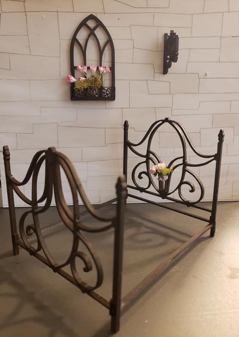 Miniature dollhouse wrought iron style double bed 112 scale Etsy