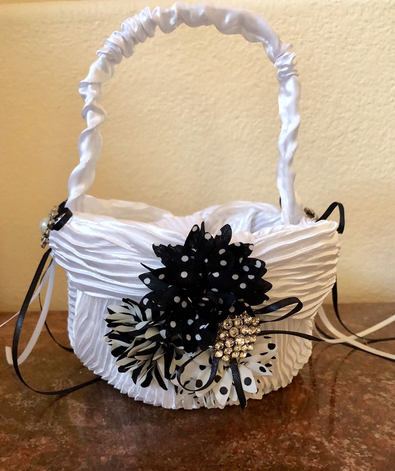 FLOWER GIRL BASKET Black and White Etsy
