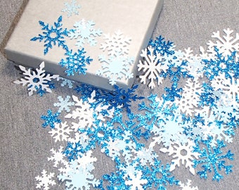 20 large silver snowflake confetti sequins 28 24 mm