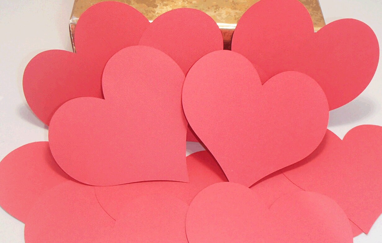 12 Large Heart Cutouts Valentines Day Decor Hearts Paper Etsy