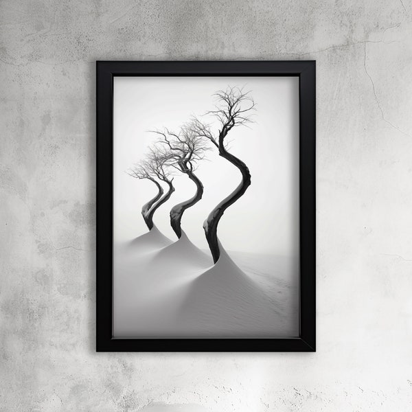 Graceful Curves 01 • Photo Print • Winter • Monochrome • Minimalist • Wall Art • Landscape • Winterscape • Solitude • Silhouettes