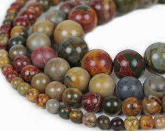 Natural Picasso Stone Beads Round 15.5" Full Strand Wholesale Gemstones 4mm 6mm 8mm 10mm 12mm