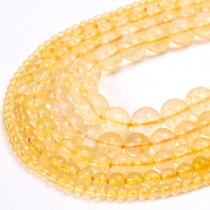 Citrine Beads, Full 15.5&quot; Strand Natural Round Wholesale 4mm 6mm 7mm 8mm 10mm 12mm