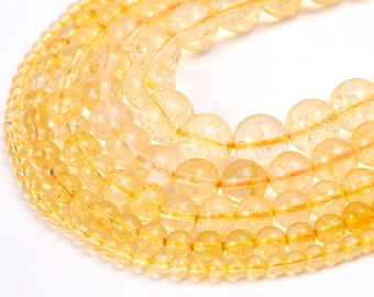 Citrine Beads, Full 15.5" Strand Natural Round Wholesale 4mm 6mm 7mm 8mm 10mm 12mm