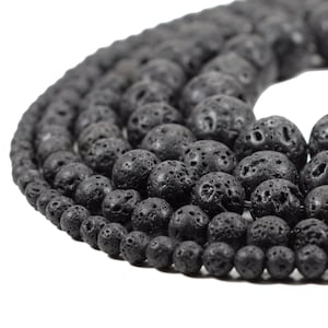 Natural Lava Beads: Black Volcanic Rock Beads 4mm 6mm 8mm 10mm