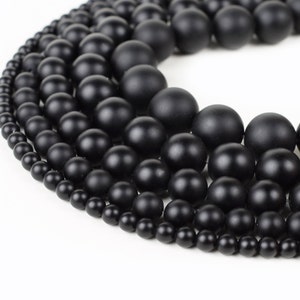 Natural Matte Black Onyx Beads 4mm 6mm 8mm 10mm 12mm 14mm Genuine Natural Stones 15.5 Full Strand Wholesale image 1