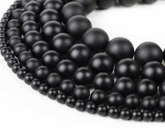 Natural Matte Black Onyx Beads 4mm 6mm 8mm 10mm 12mm 14mm Genuine Natural Stones 15.5" Full Strand Wholesale