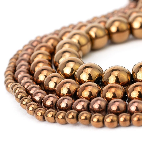 Copper Hematite Beads 4mm 6mm 8mm 10mm Gemstone 15.5" Full Strand Round For Jewelry Making Loose Bulk Wholesale Mala Prayer Non-Magnetic
