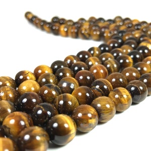 Natural Tiger Eye Beads 4mm 6mm 8mm 10mm 12mm Wholesale Round Gemstone 15.5 Full Strand mala stones image 3