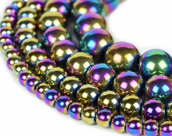 Rainbow Hematite Beads 4mm 6mm 8mm 10mm 12mm Loose Gemstone Round 15.5" Full Strand Wholesale