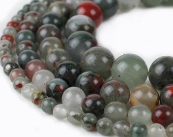 Natural African Bloodstone Beads 4mm 6mm 8mm 10mm 12mm Loose Gemstone Round 15.5" Full Strand Wholesale