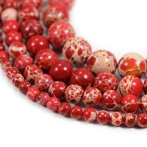 Red Sea Sediment Jasper Beads 4m 6mm 8mm 10mm 12mm Regalite Round Imperial Impression Stone, 15.5" Full Strand, Wholesale